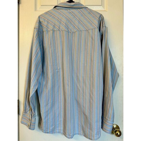 Vintage Nine West Blue Striped Pearl Snap Western Shirt Men’s XL - Picture 2 of 9